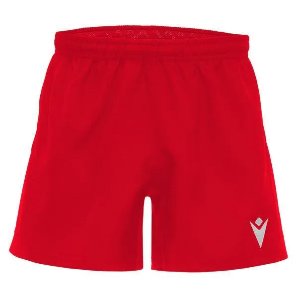 Red shorts with a logo on a white background